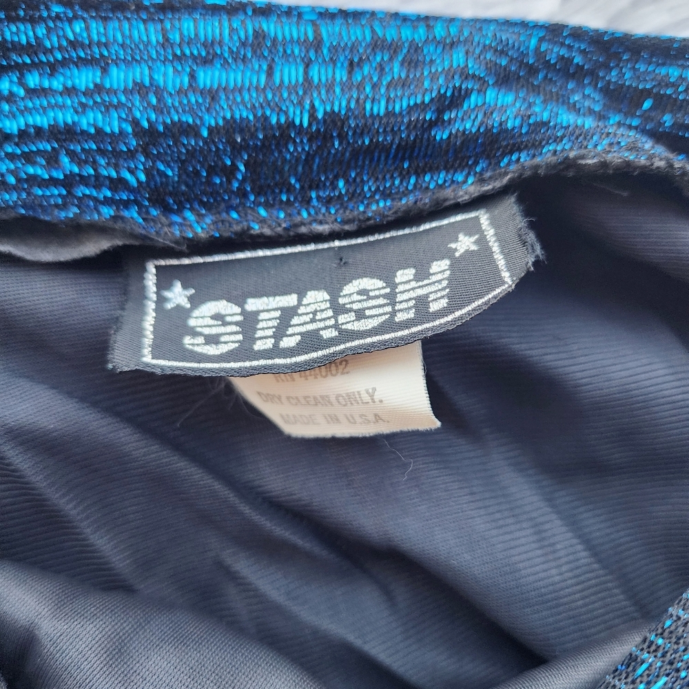Stash‎ Vintage 1980s Metallic Blue One Shoulder Ruffle Prom Dress - Picture 6 of 10